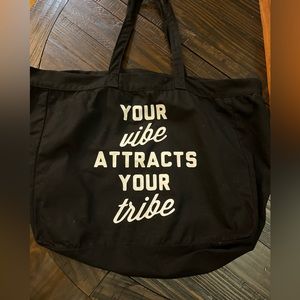 Large canvas tote bag “Your vibe attracts your tribe”